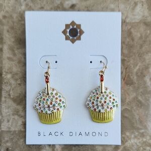 Black Diamond Cupcake Earrings, New